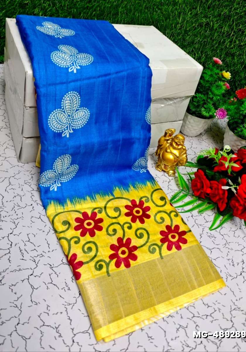 Traditional Look Malgudi Silk Saree Lightweight Silk Blend Saree - BLUE COLOUR (3)