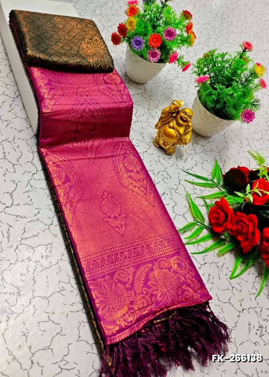 Premium Fancy kubera Softy Saree Rapier Fancy  Light Weight Silk Saree - DARK GREEN