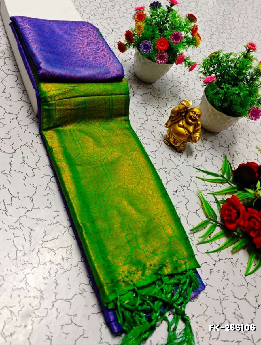 Premium Fancy kubera Softy Saree Rapier Fancy  Light Weight Silk Saree - ROYAL BLUE