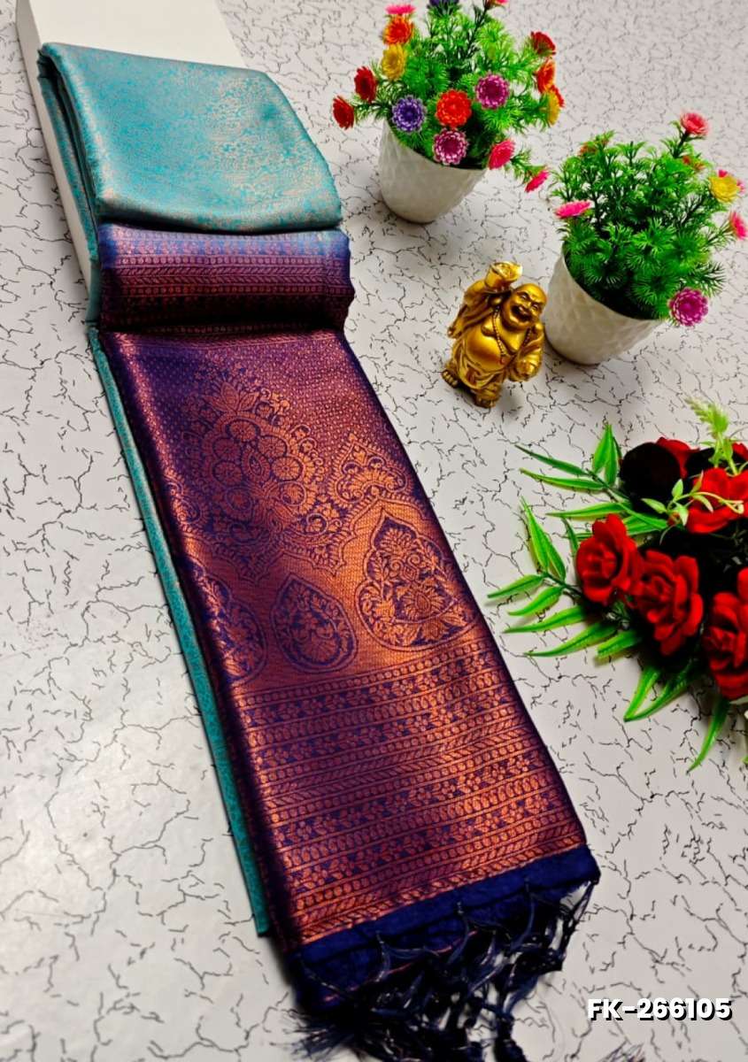 Premium Fancy kubera Softy Saree Rapier Fancy  Light Weight Silk Saree - SKY BLUE
