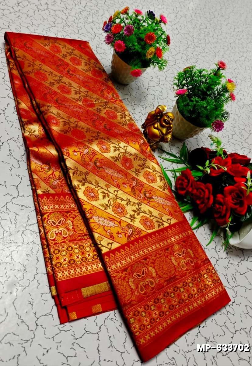 Bridal silk gold silvar and copper zari weave and wedding art silk suba muhurtha pattu sarees - MERUN (4)