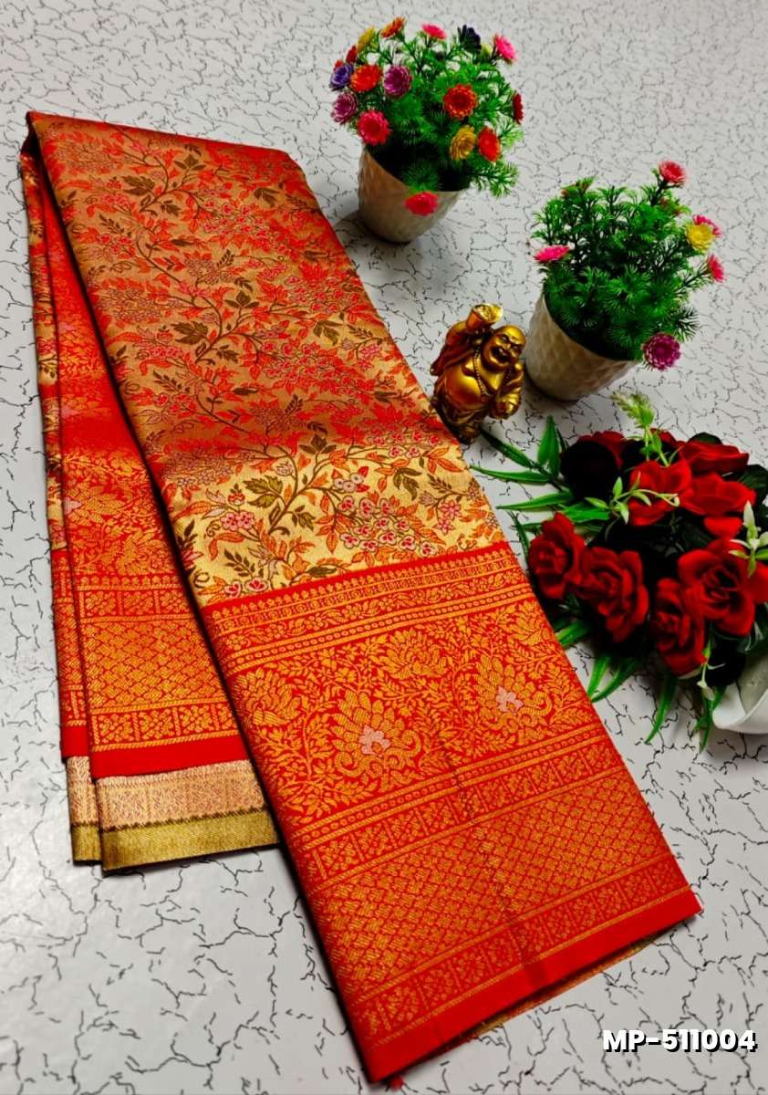 Bridal silk gold silvar and copper zari weave and wedding art silk suba muhurtha pattu sarees - RED (2)