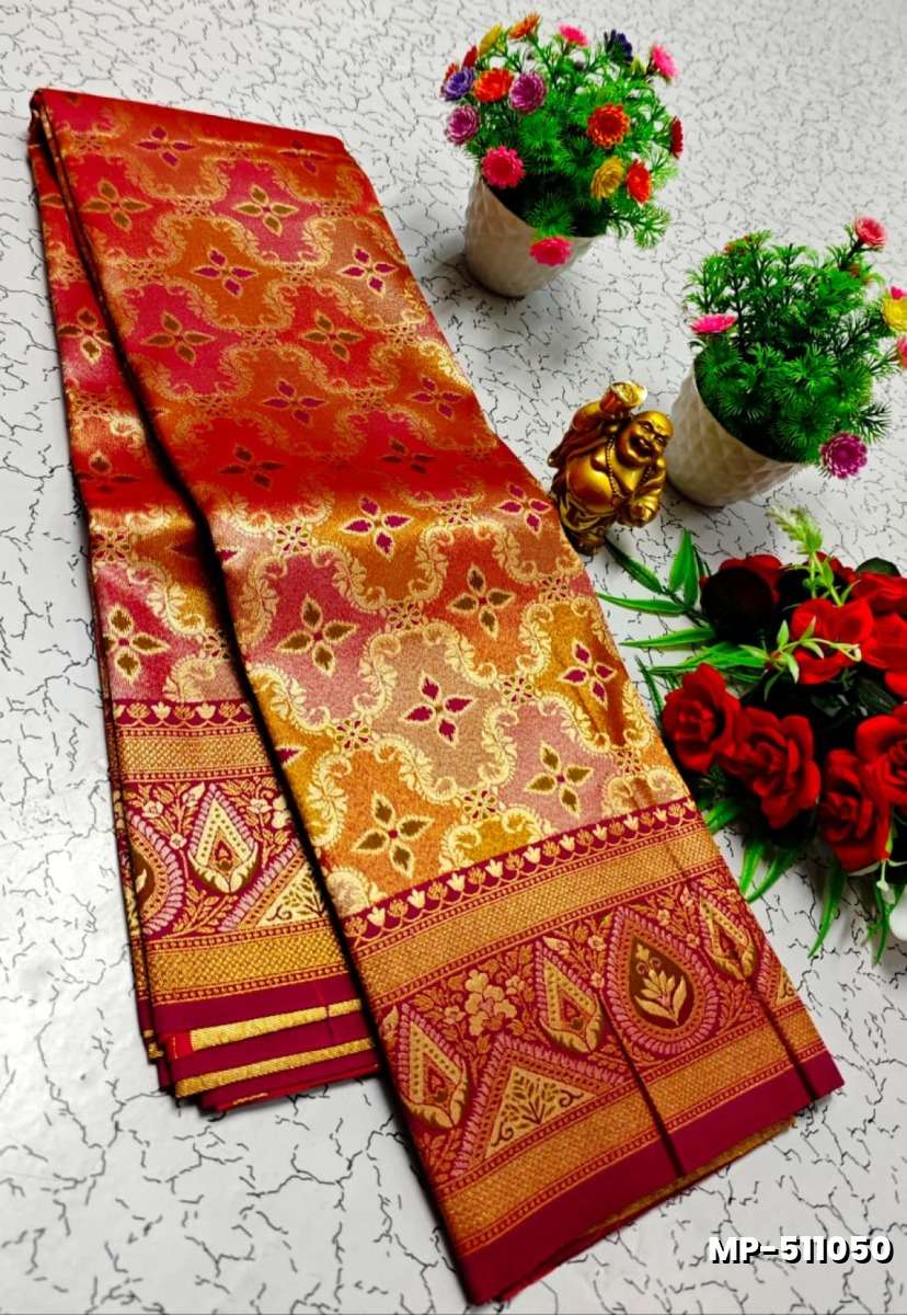 Bridal silk gold silvar and copper zari weave and wedding art silk suba muhurtha pattu sarees - MEJANTA (2)