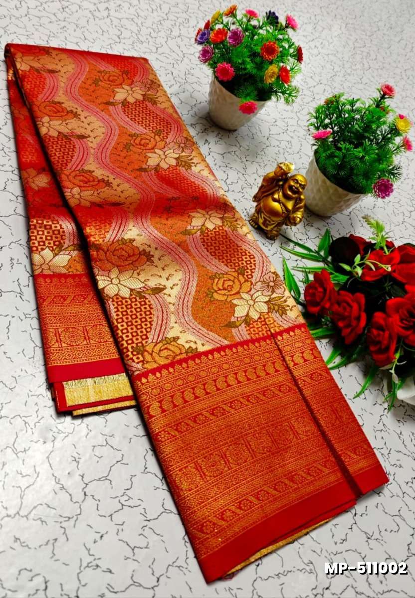 Bridal silk gold silvar and copper zari weave and wedding art silk suba muhurtha pattu sarees - MERUN (5)