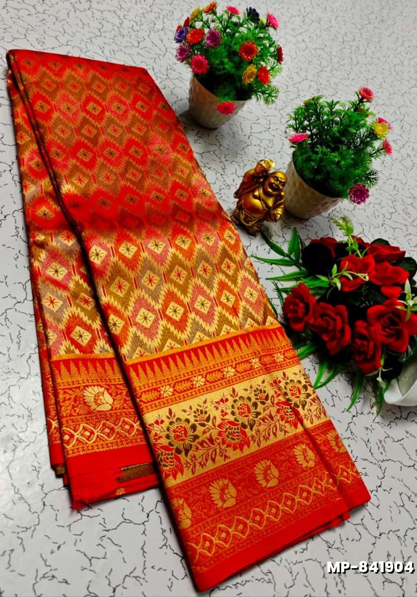Bridal silk gold silvar and copper zari weave and wedding art silk suba muhurtha pattu sarees - RED (3)