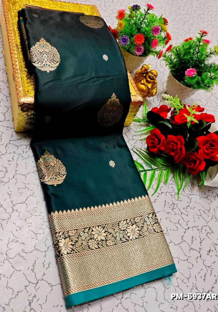Bridal Premium Soft silk gold zari weave and wedding art silk and Premium Soft Silk sarees - PEACOCK GREEN