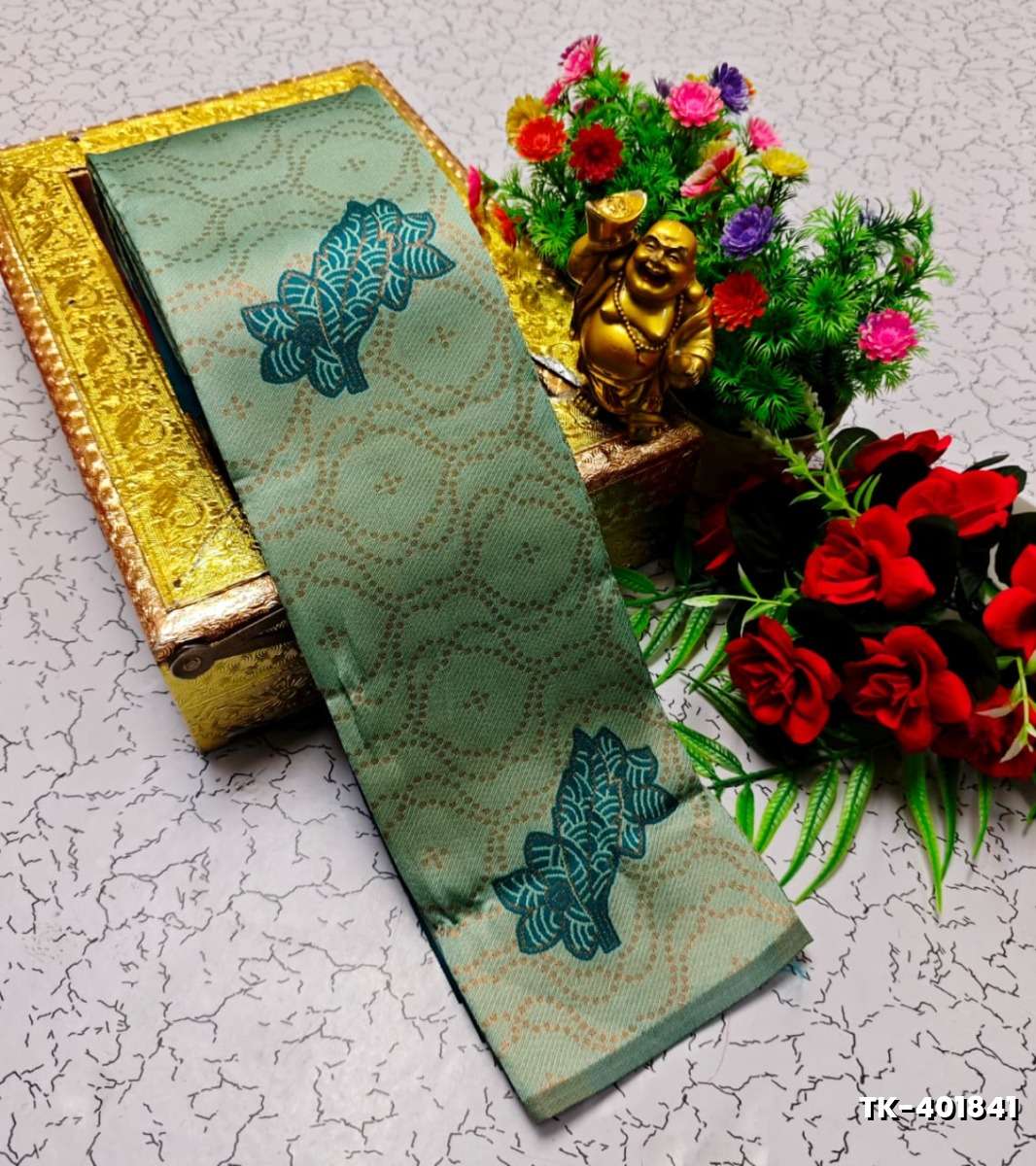 Kubera borderless elite bridal rapier fancy light weight silk type sarees function wear - LIGHT GREEN