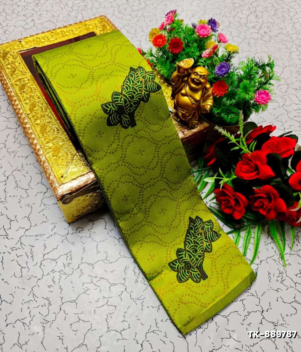 Kubera borderless elite bridal rapier fancy light weight silk type sarees function wear - FLORAISON GREEN (2)