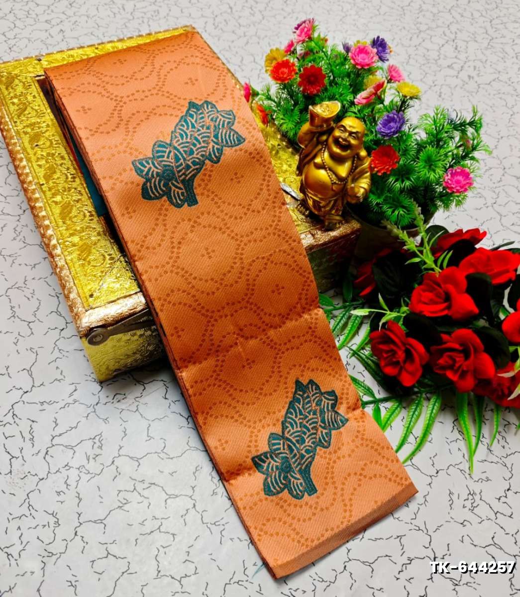 Kubera borderless elite bridal rapier fancy light weight silk type sarees function wear - LIGHT ORANGE (3)
