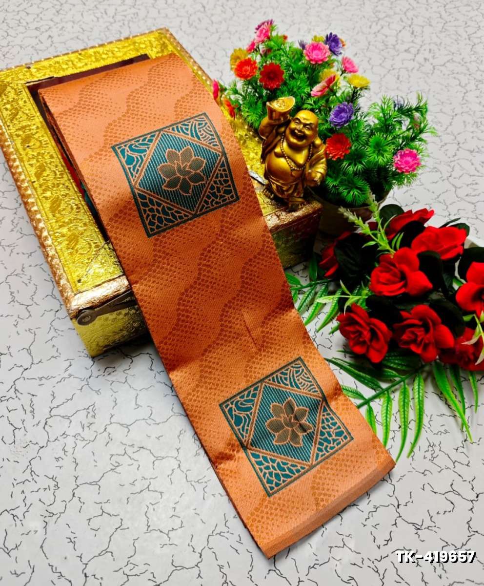 Kubera borderless elite bridal rapier fancy light weight silk type sarees function wear - LIGHT ORANGE (4)