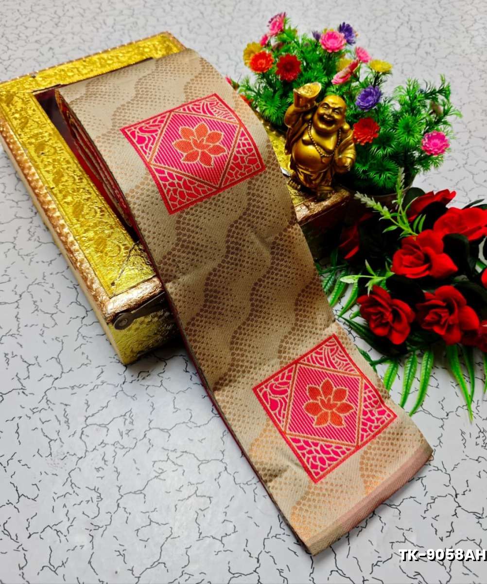 Kubera borderless elite bridal rapier fancy light weight silk type sarees function wear - SANDLE (5)