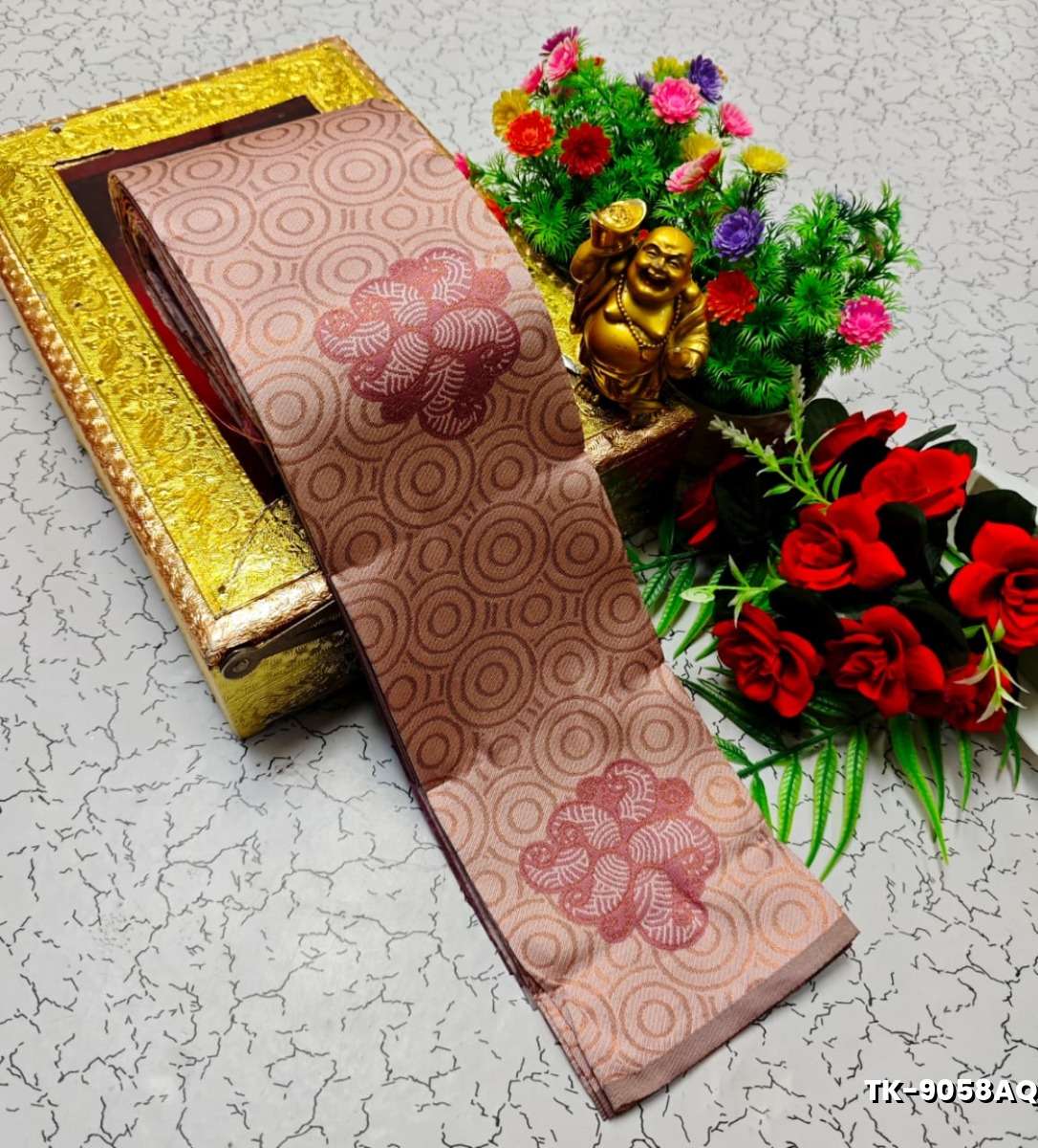 Kubera borderless elite bridal rapier fancy light weight silk type sarees function wear - LITE PEACH (5)