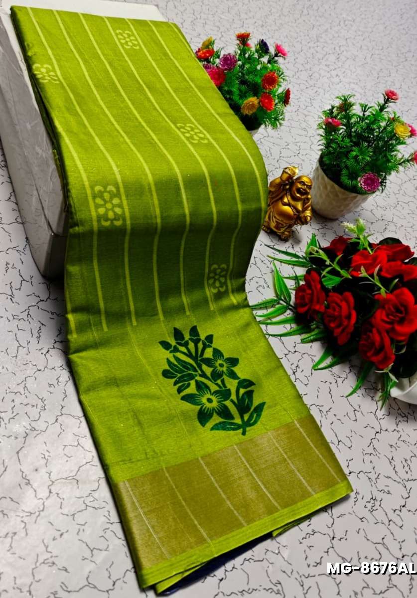 Traditional Look Malgudi Silk Saree Lightweight Silk Blend Saree - LITE GREEN (1)