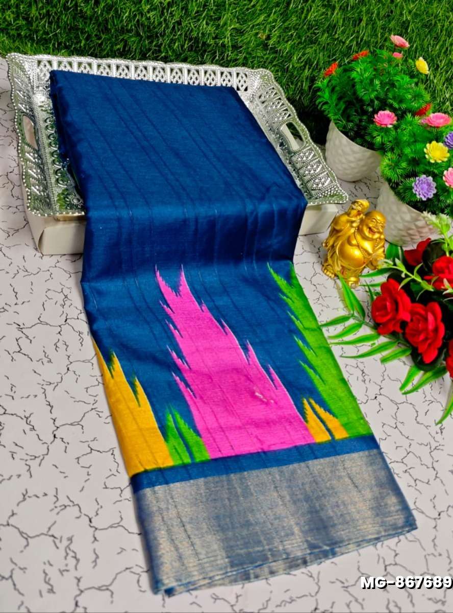 Traditional Look Malgudi Silk Saree Lightweight Silk Blend Saree - BLUE COLOUR (8)