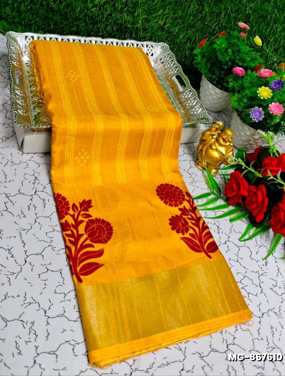 Traditional Look Malgudi Silk Saree Lightweight Silk Blend Saree - YELLOW (2)