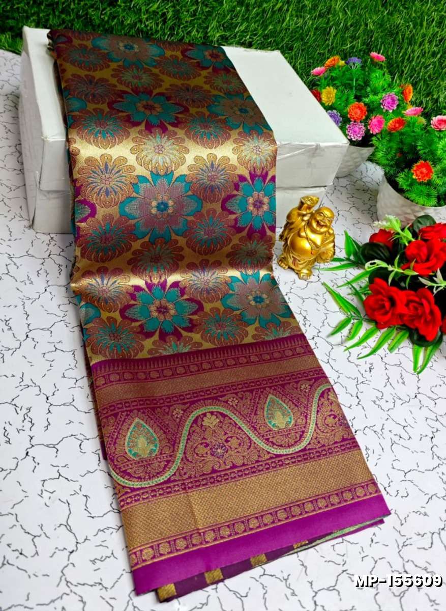 Bridal silk gold silvar and copper zari weave and wedding art silk suba muhurtha pattu sarees - PURPLE COLOUR (3)