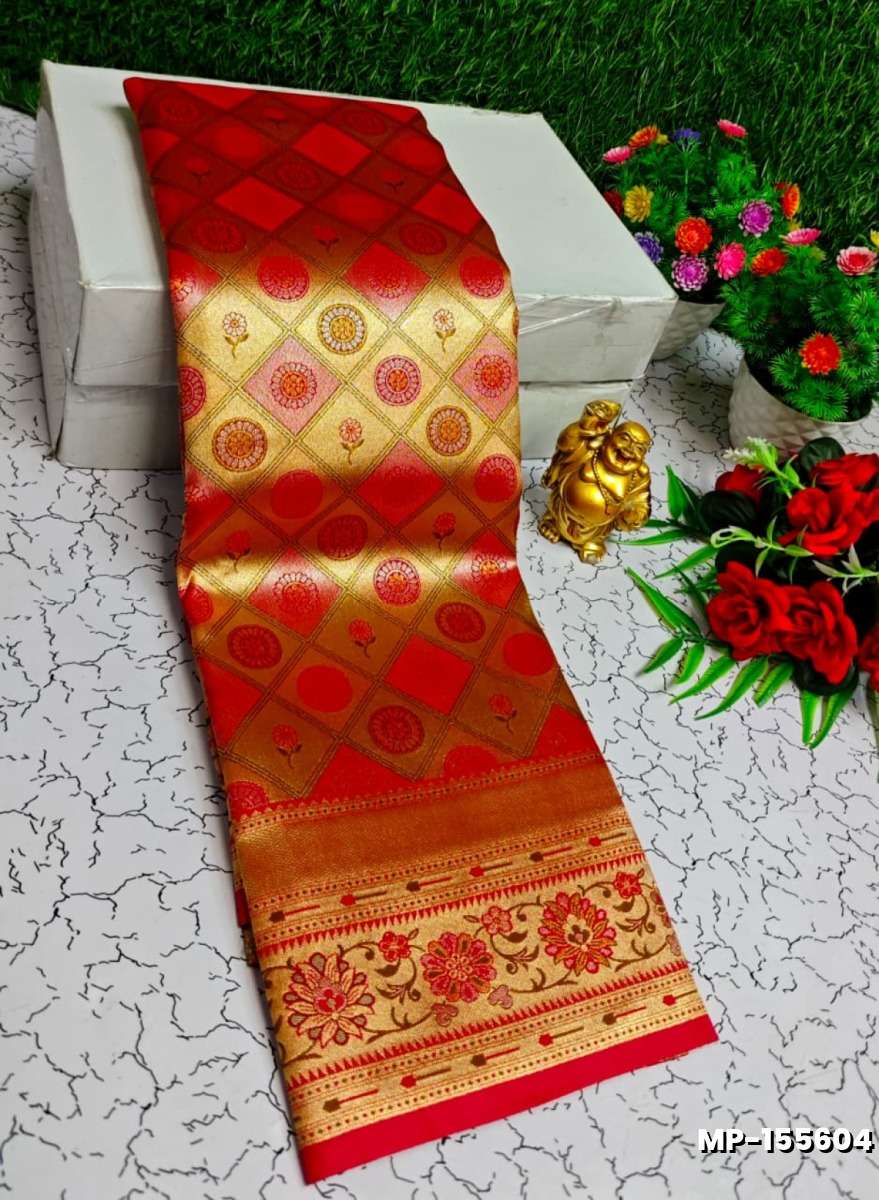 Bridal silk gold silvar and copper zari weave and wedding art silk suba muhurtha pattu sarees - RED (5)