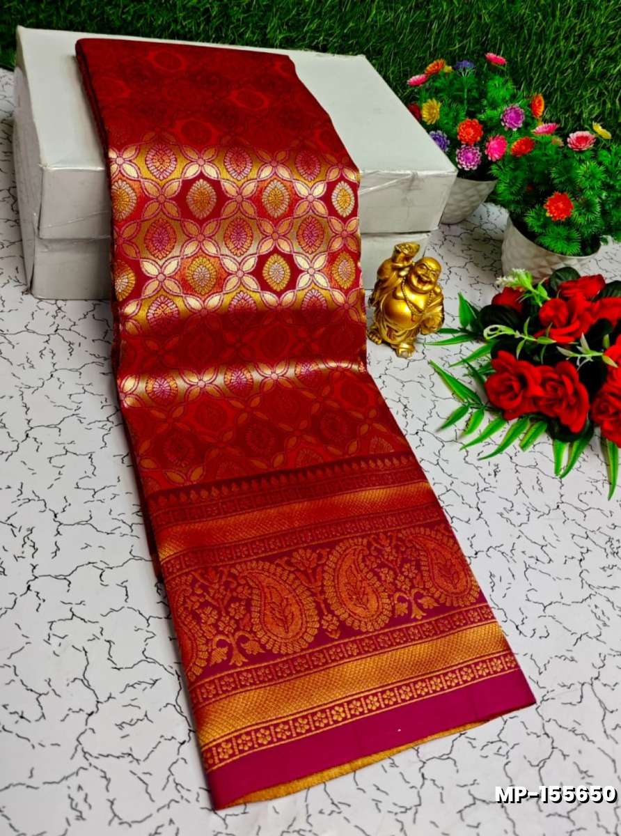 Bridal silk gold silvar and copper zari weave and wedding art silk suba muhurtha pattu sarees - MEJANTA (4)