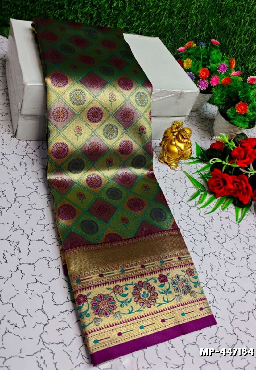 Bridal silk gold silvar and copper zari weave and wedding art silk suba muhurtha pattu sarees - WINE COLOUR (6)