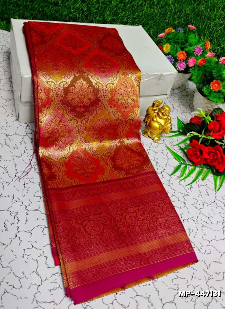 Bridal silk gold silvar and copper zari weave and wedding art silk suba muhurtha pattu sarees - DARK PINK (5)