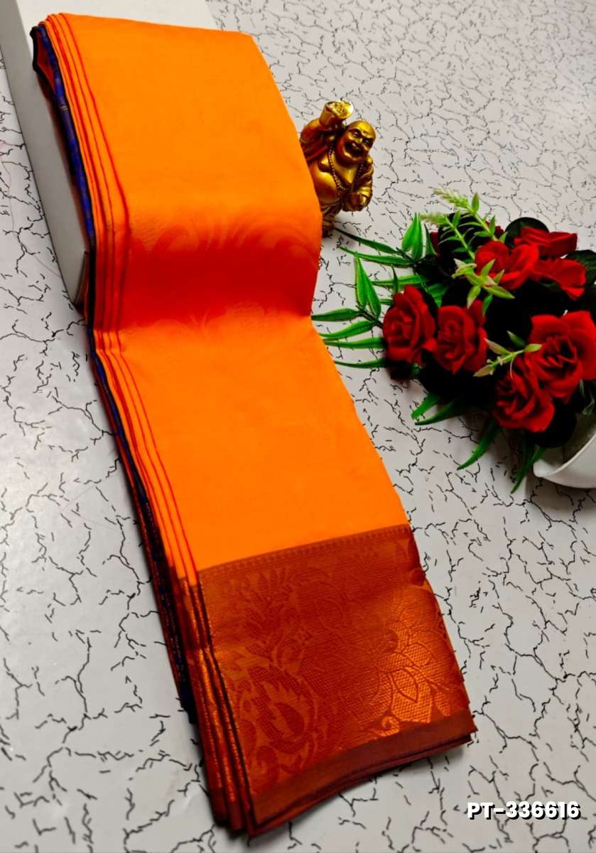 Soft silk fancy best quality poontamil soft silk sarees - ORANGE (7)