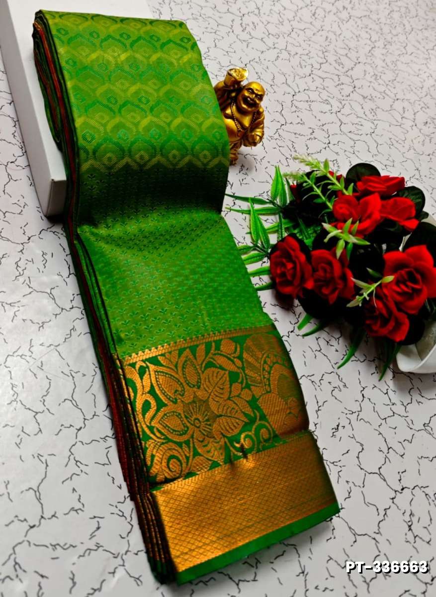 Soft silk fancy best quality poontamil soft silk sarees - GREEN COLOUR (2)