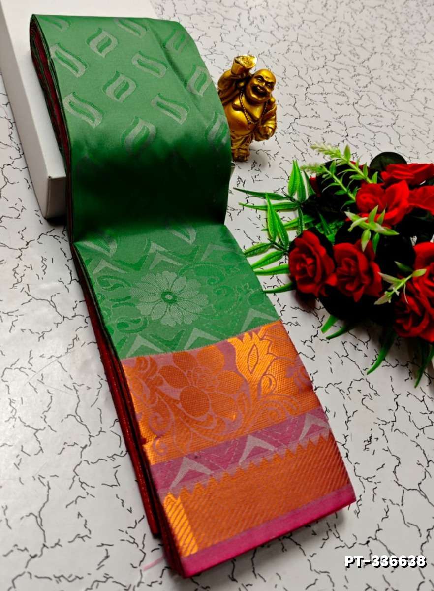 Soft silk fancy best quality poontamil soft silk sarees - DARK GREEN (7)