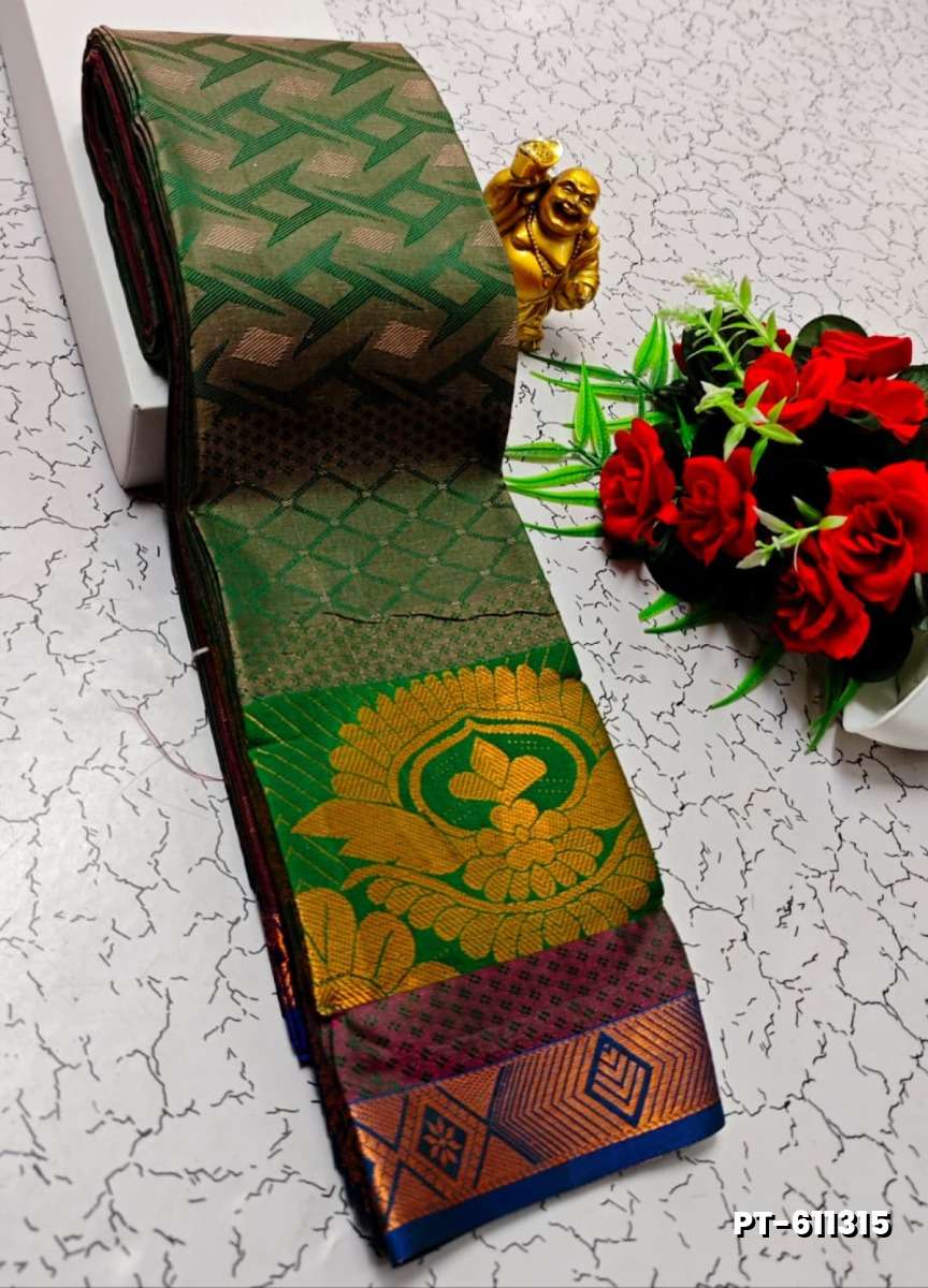 Soft silk fancy best quality poontamil soft silk sarees - GREEN (7)