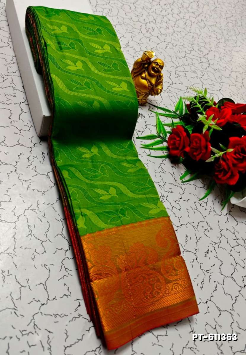 Soft silk fancy best quality poontamil soft silk sarees - GREEN COLOUR (3)