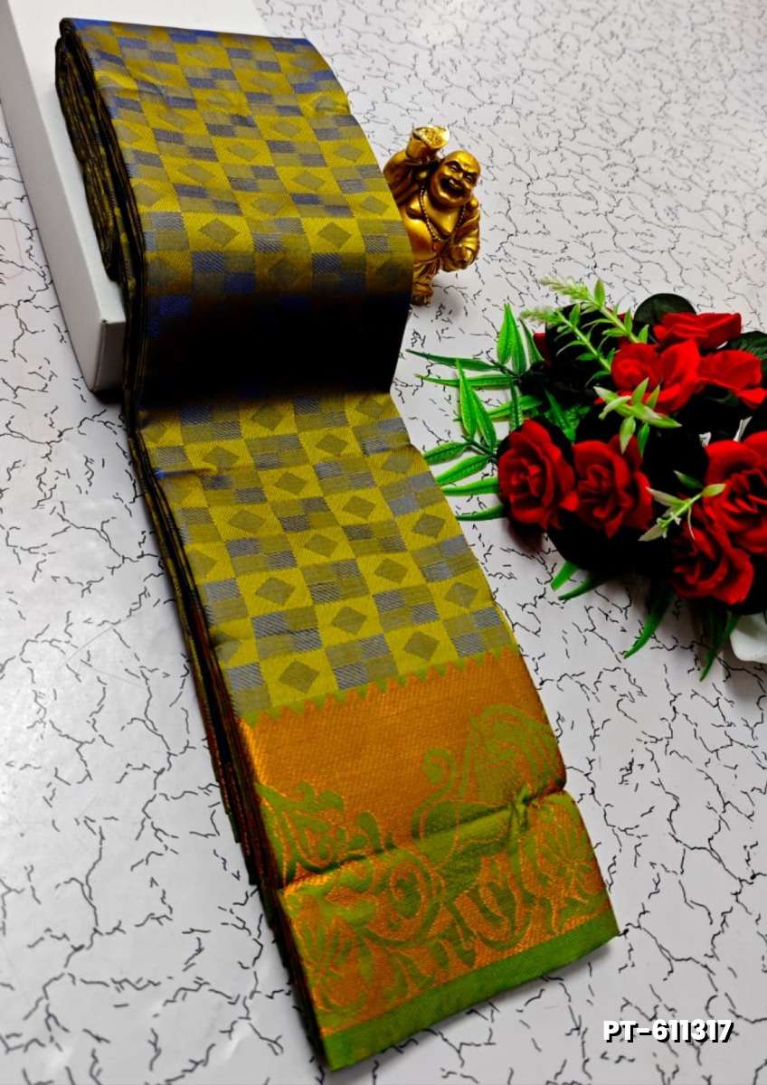Soft silk fancy best quality poontamil soft silk sarees - OLIVE GREEN (4)