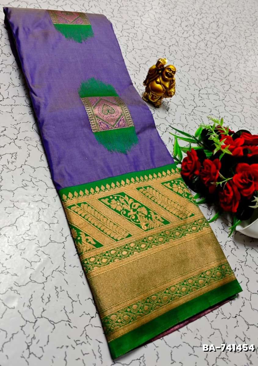 1000 Butta premium Soft Silk Saree weddings, festivals, traditional Wear - LIGHT LAVENDER