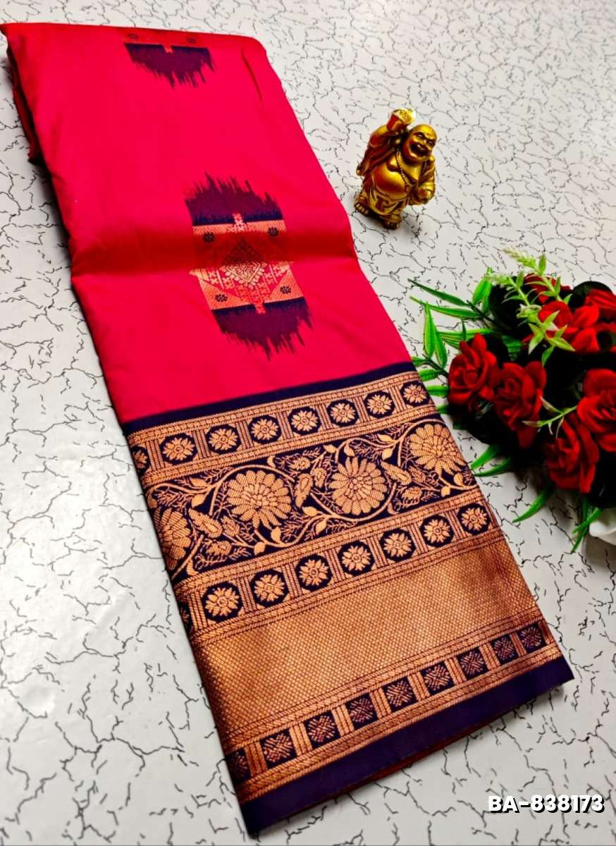 1000 Butta premium Soft Silk Saree weddings, festivals, traditional Wear - RUBY COLOUR (1)
