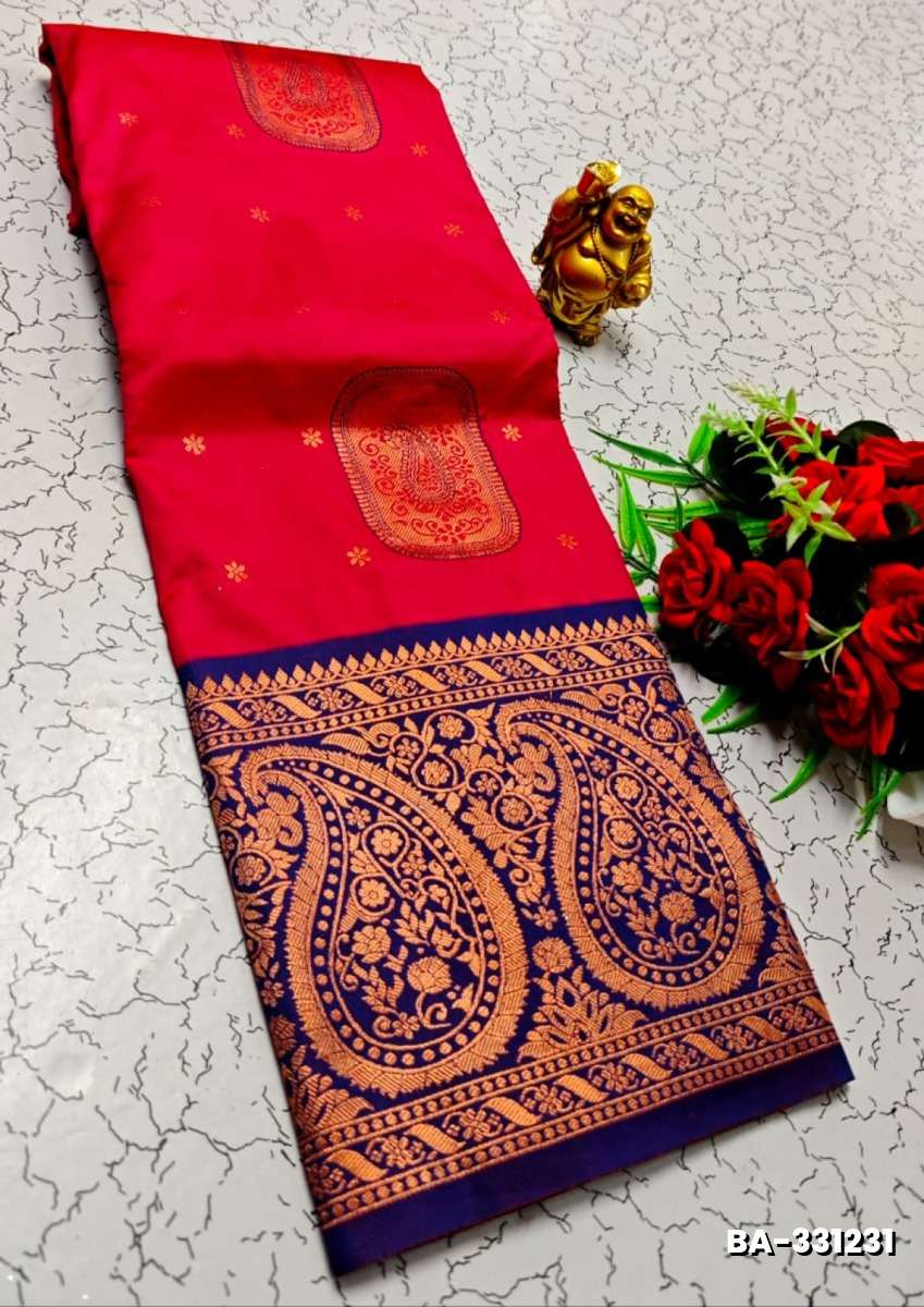1000 Butta premium Soft Silk Saree weddings, festivals, traditional Wear - DARK PINK (4)