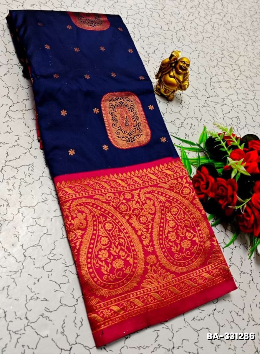 1000 Butta premium Soft Silk Saree weddings, festivals, traditional Wear - R BLUE (4)