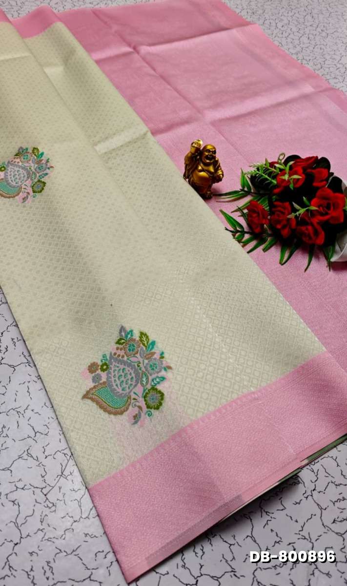 Digital Kubera Pattu Light Weight Luxurious, soft-draping Kubera Pattu Print Saree - WHITE N (2)