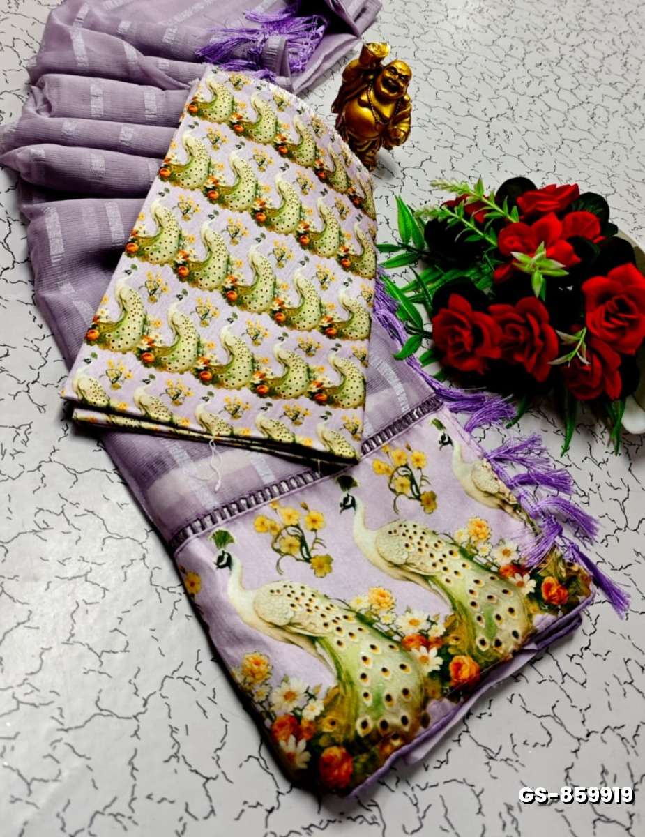 GEORGETTE FANCY SOFT SILK SAREES WITH BLOUSE  PEACOCK DESIGN MODERN FANCY ITEM SAREES - LEVENDOR (1)