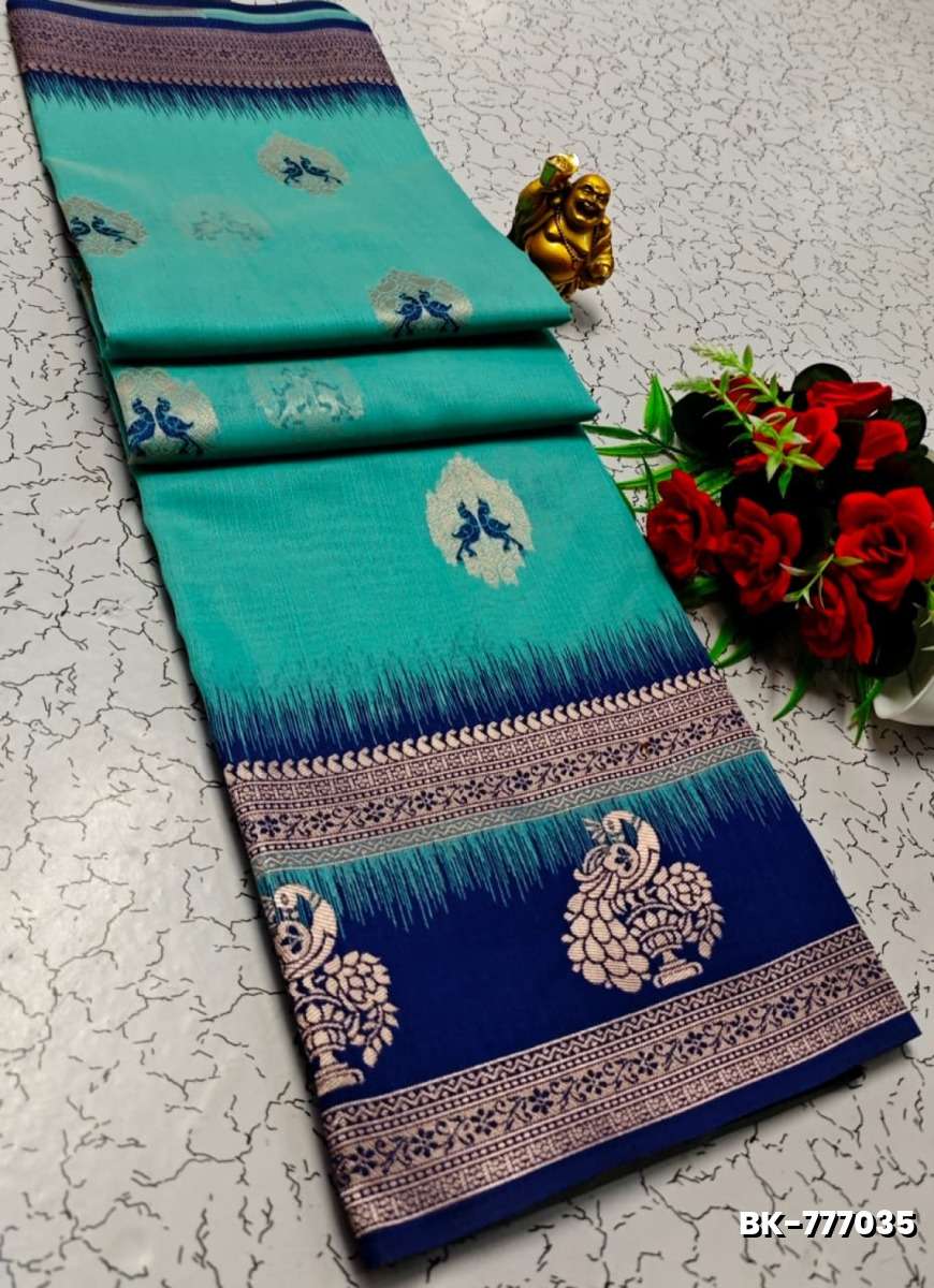 Banarasi with our banarasi cotton fabric — a beautiful fusion of classic artistry and breathable comfort wear saree - DARK SKY BLUE