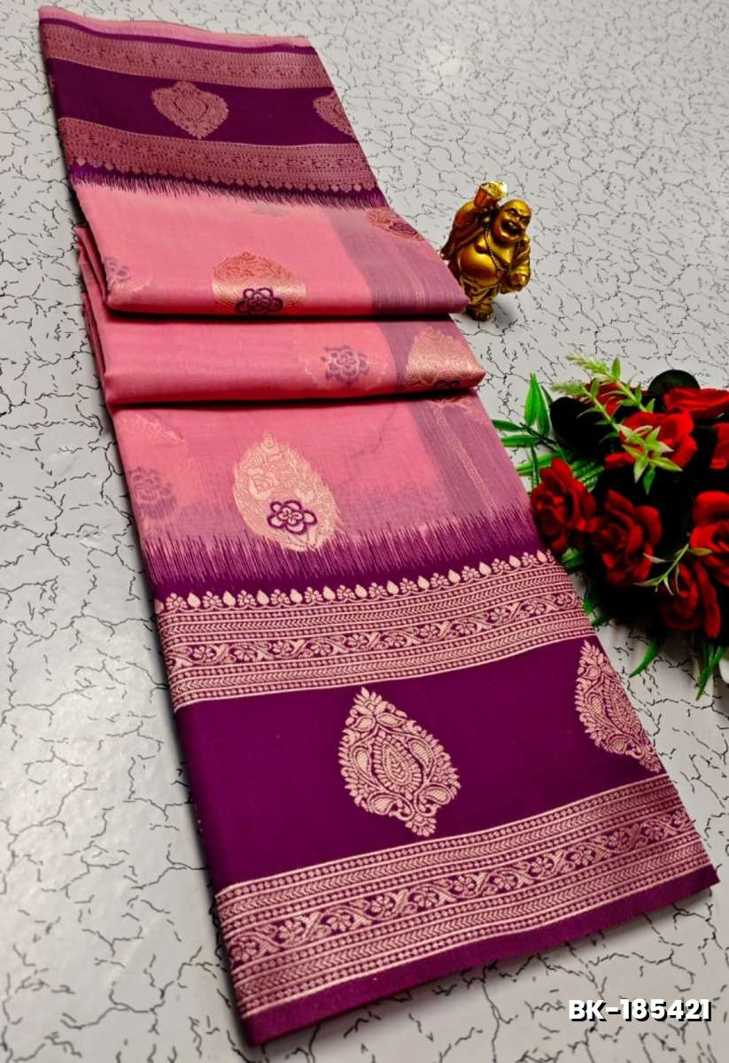 Banarasi with our banarasi cotton fabric — a beautiful fusion of classic artistry and breathable comfort wear saree - BABY PINK (1)