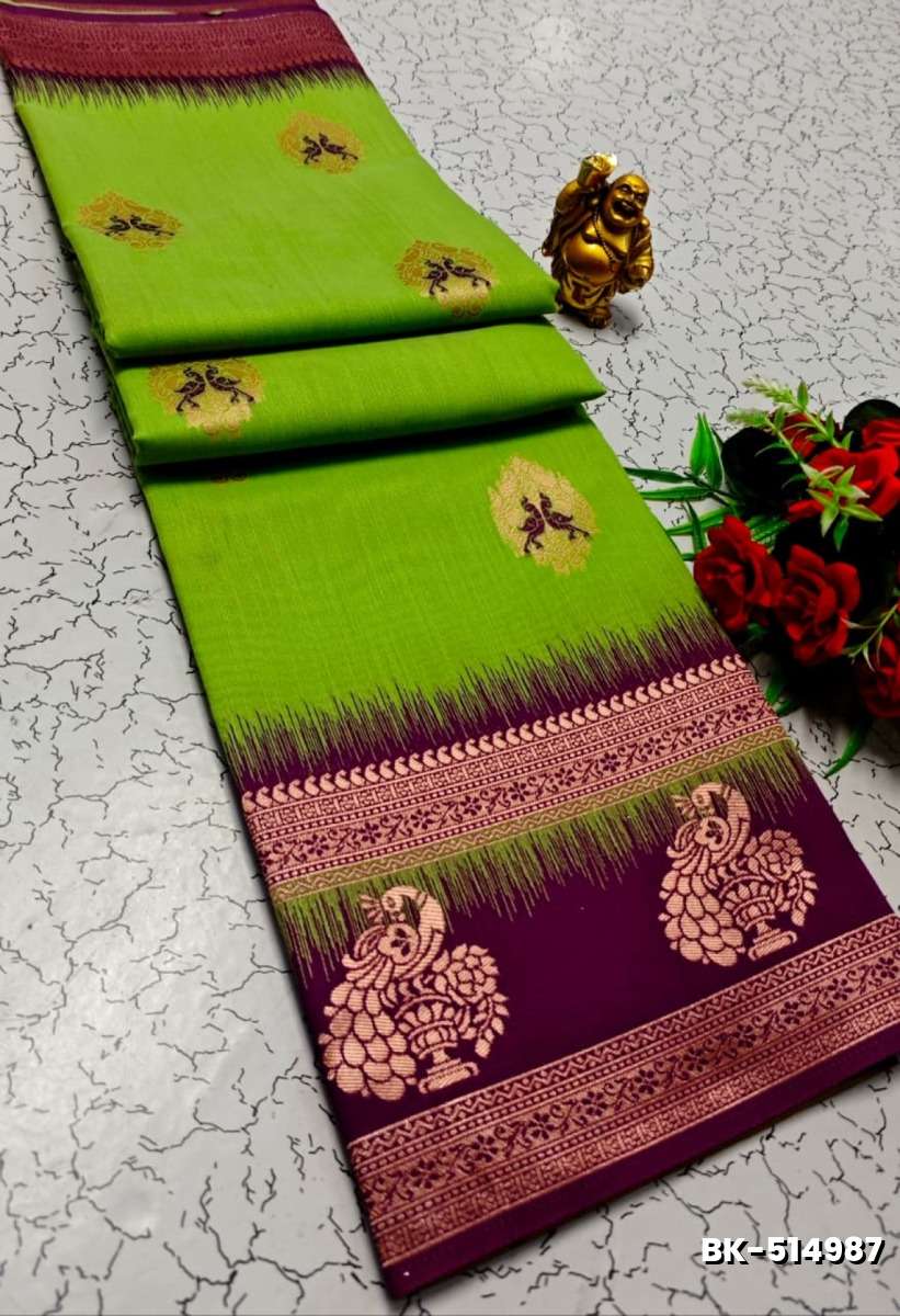 Banarasi with our banarasi cotton fabric — a beautiful fusion of classic artistry and breathable comfort wear saree - FLORAISON GREEN (2)