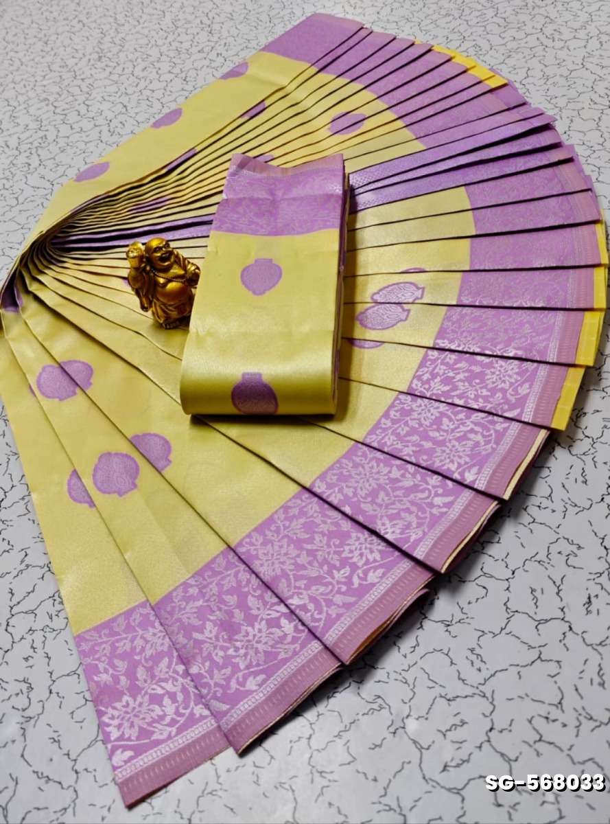 Premium kubera pattu saree rapier fancy  light weight silk type sarees flower design function wear - CREAM (1)