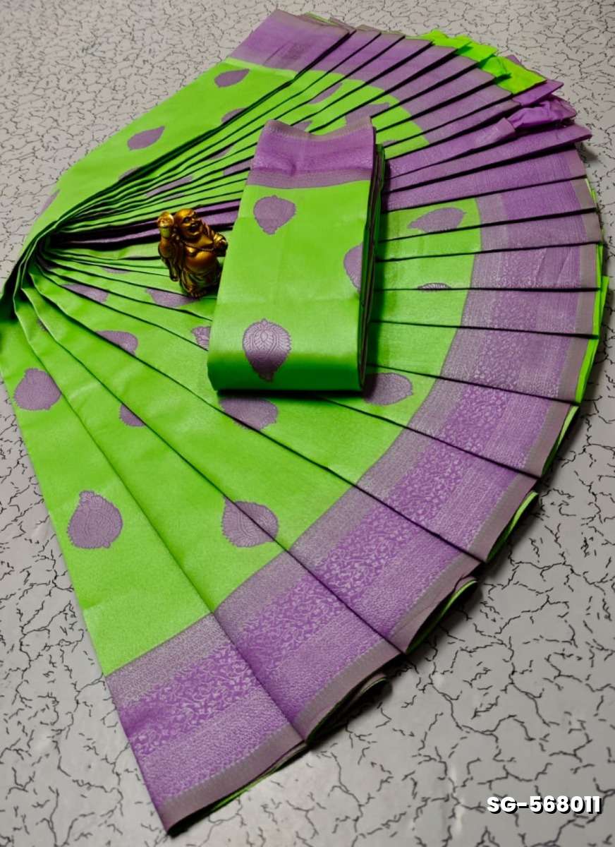 Premium kubera pattu saree rapier fancy  light weight silk type sarees flower design function wear - PARET GREEN (1)