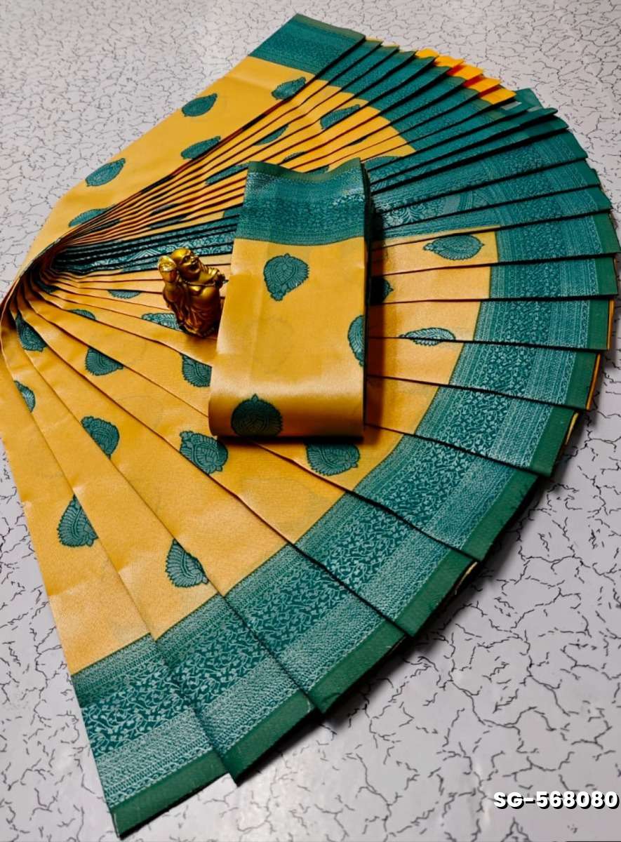 Premium kubera pattu saree rapier fancy  light weight silk type sarees flower design function wear - TANGERINE COLOUR (1)