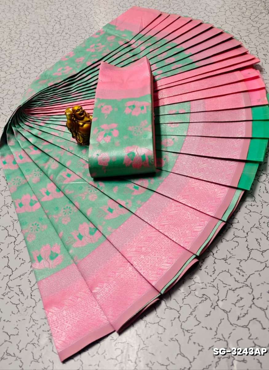 Premium kubera pattu saree rapier fancy  light weight silk type sarees flower design function wear - REXONA (3)