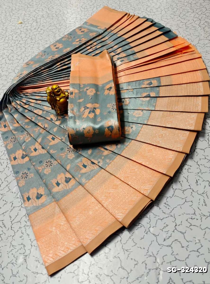 Premium kubera pattu saree rapier fancy  light weight silk type sarees flower design function wear - AS COLOR (1)