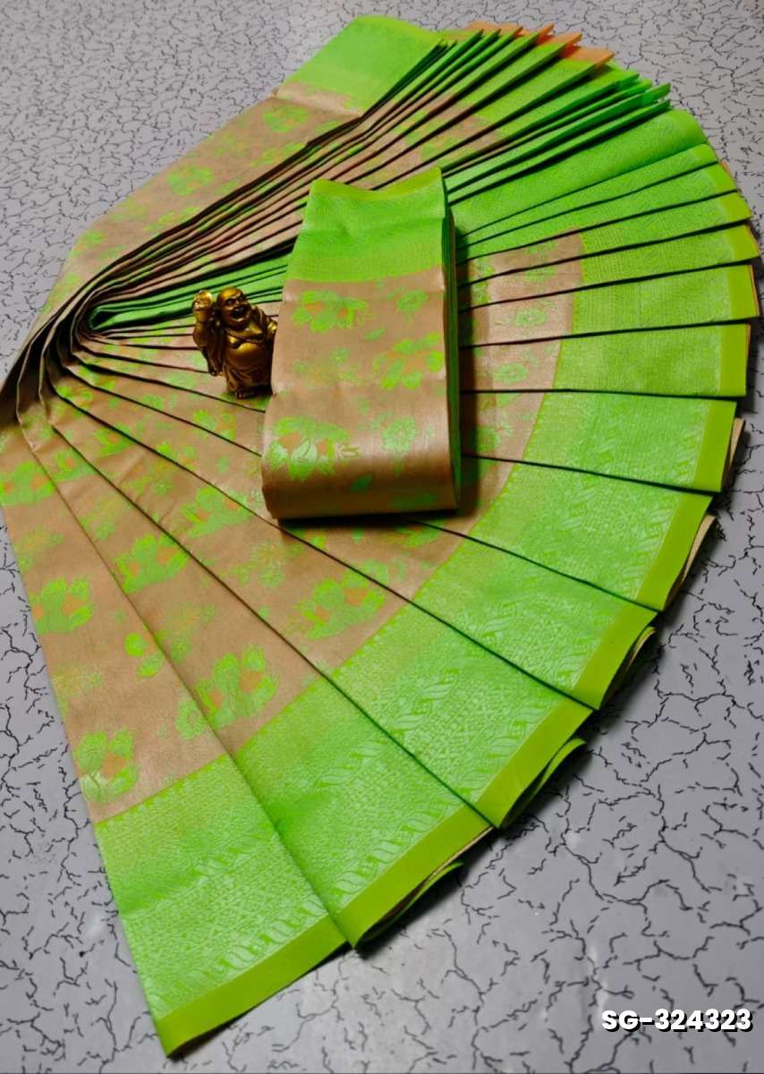 Premium kubera pattu saree rapier fancy  light weight silk type sarees flower design function wear - LIGHT SANDLE