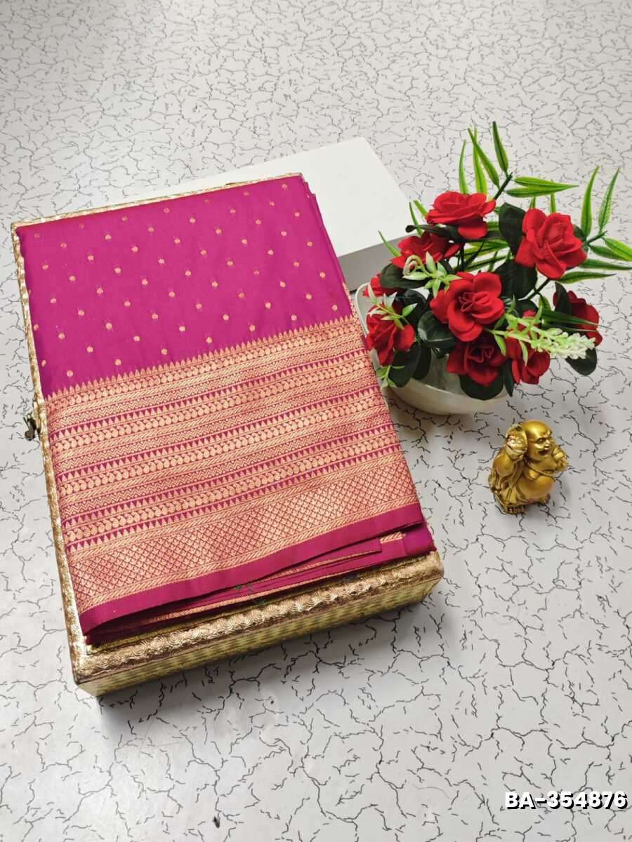1000 Butta premium Soft Silk Saree weddings, festivals, traditional Wear - PLUM COLOUR