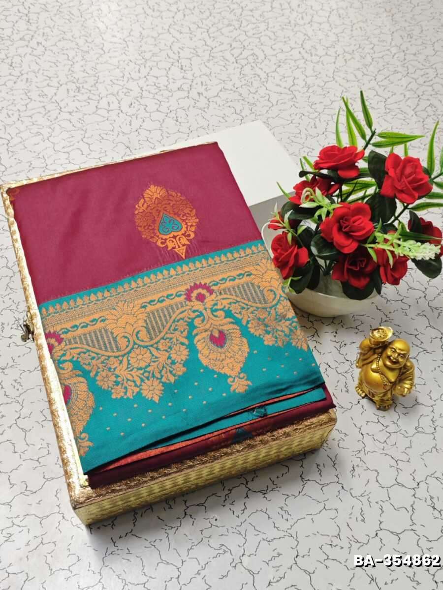 1000 Butta premium Soft Silk Saree weddings, festivals, traditional Wear - MAROON COLOR (3)