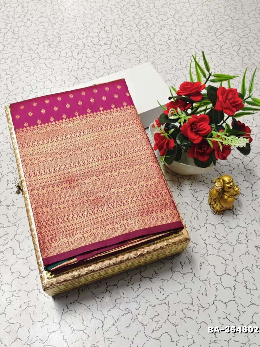1000 Butta premium Soft Silk Saree weddings, festivals, traditional Wear - MERUN (1)