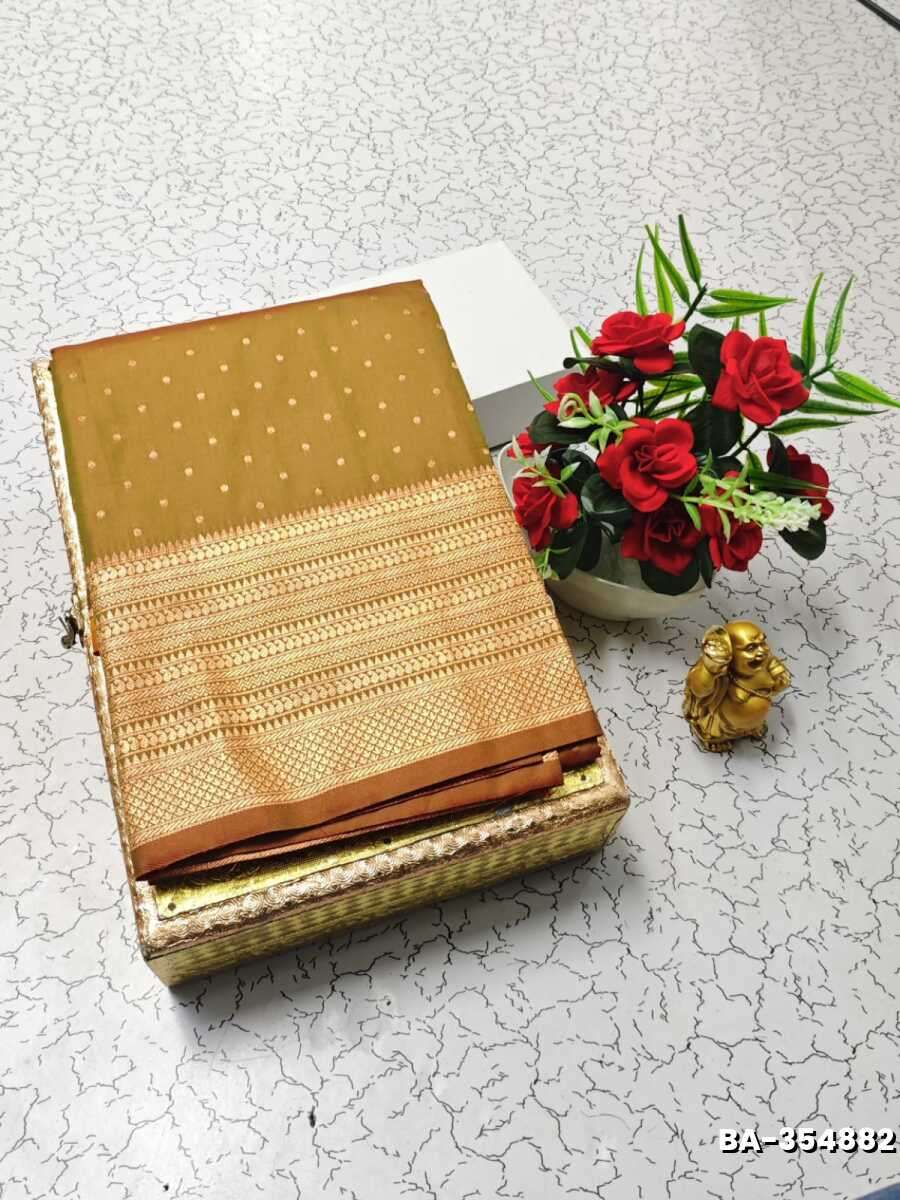 1000 Butta premium Soft Silk Saree weddings, festivals, traditional Wear - METALLIC GOLD (1)