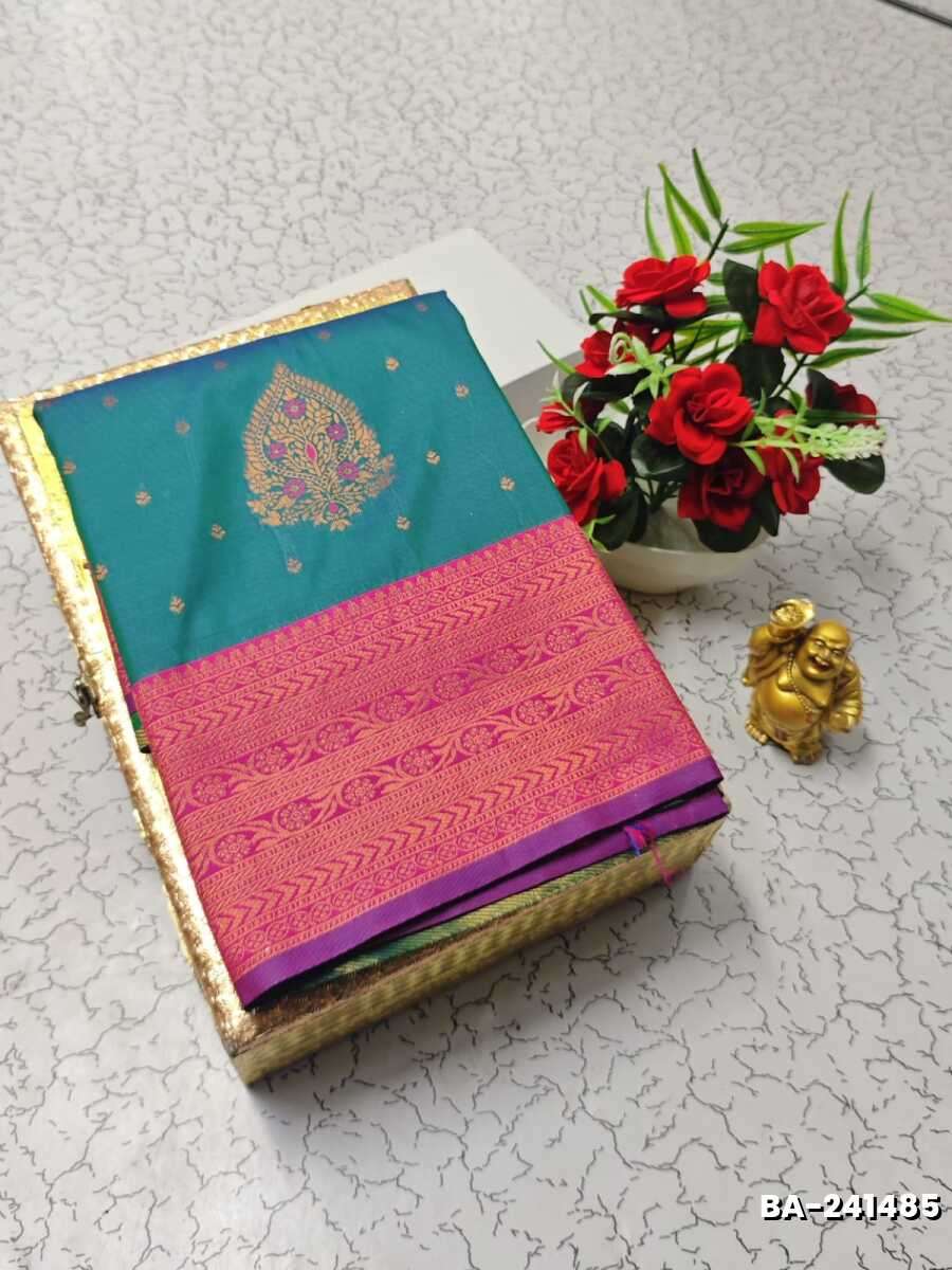 1000 Butta premium Soft Silk Saree weddings, festivals, traditional Wear - BLUE SHADE (3)